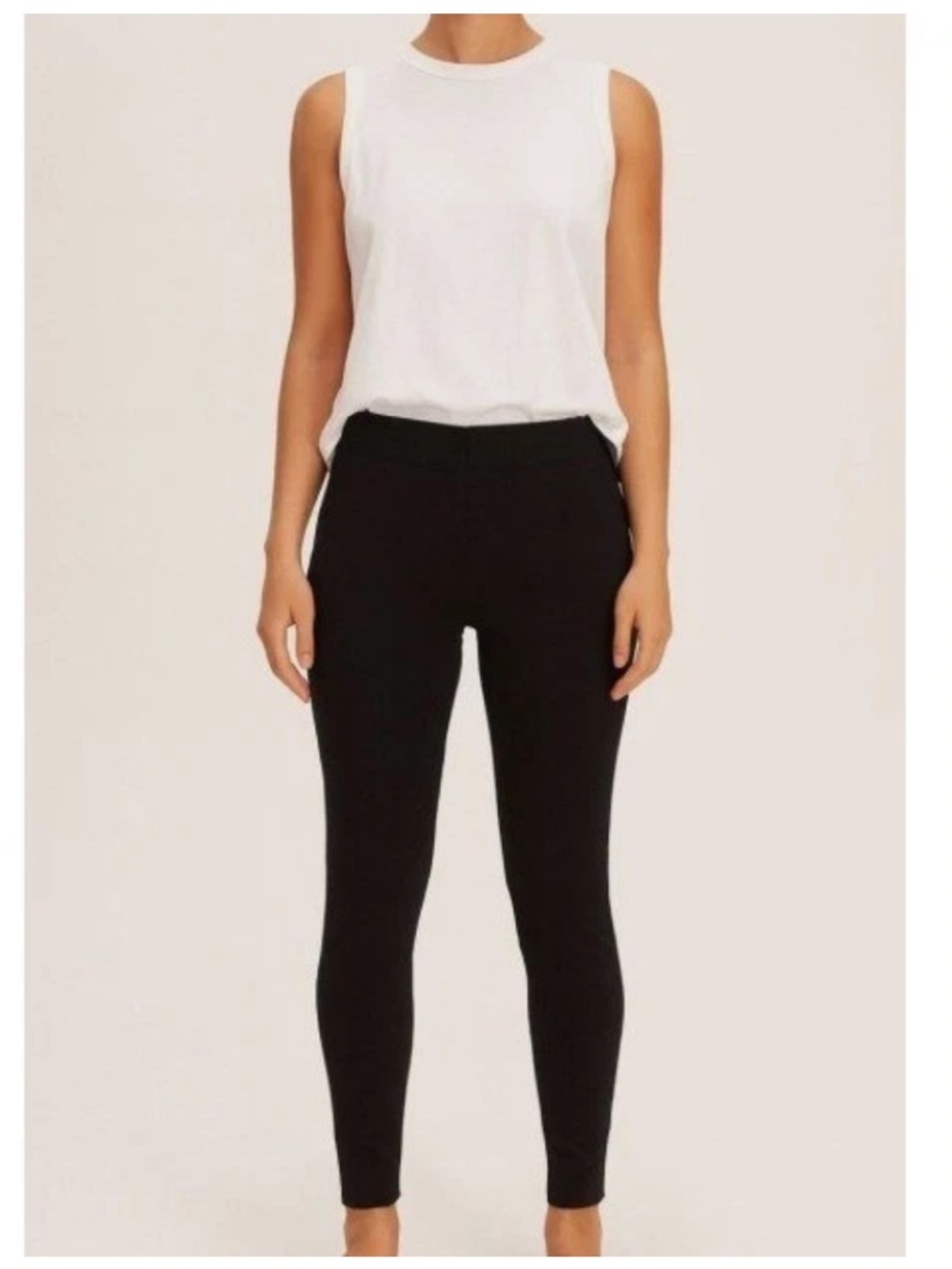 Cuyana Ponte Knit Slim Cigarette Pant Medium Black Pull On Mid Rise Leggings Lux